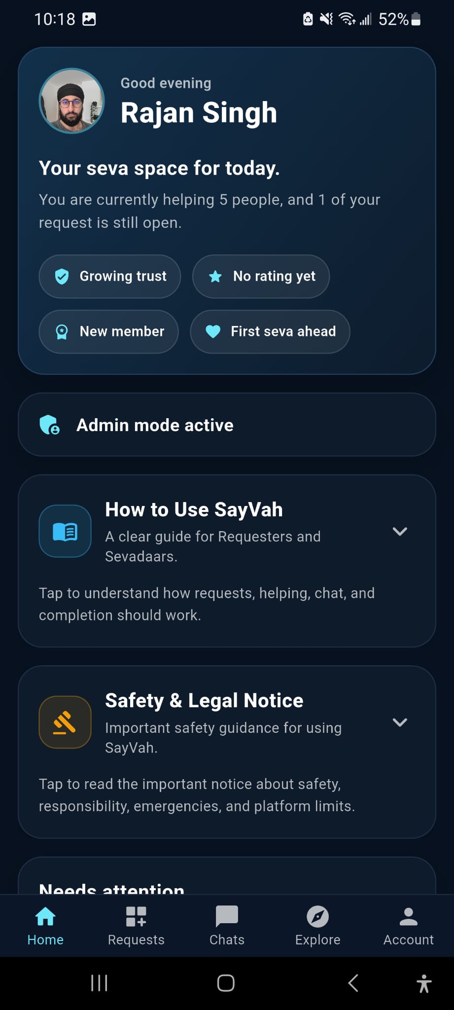 SayVah homepage